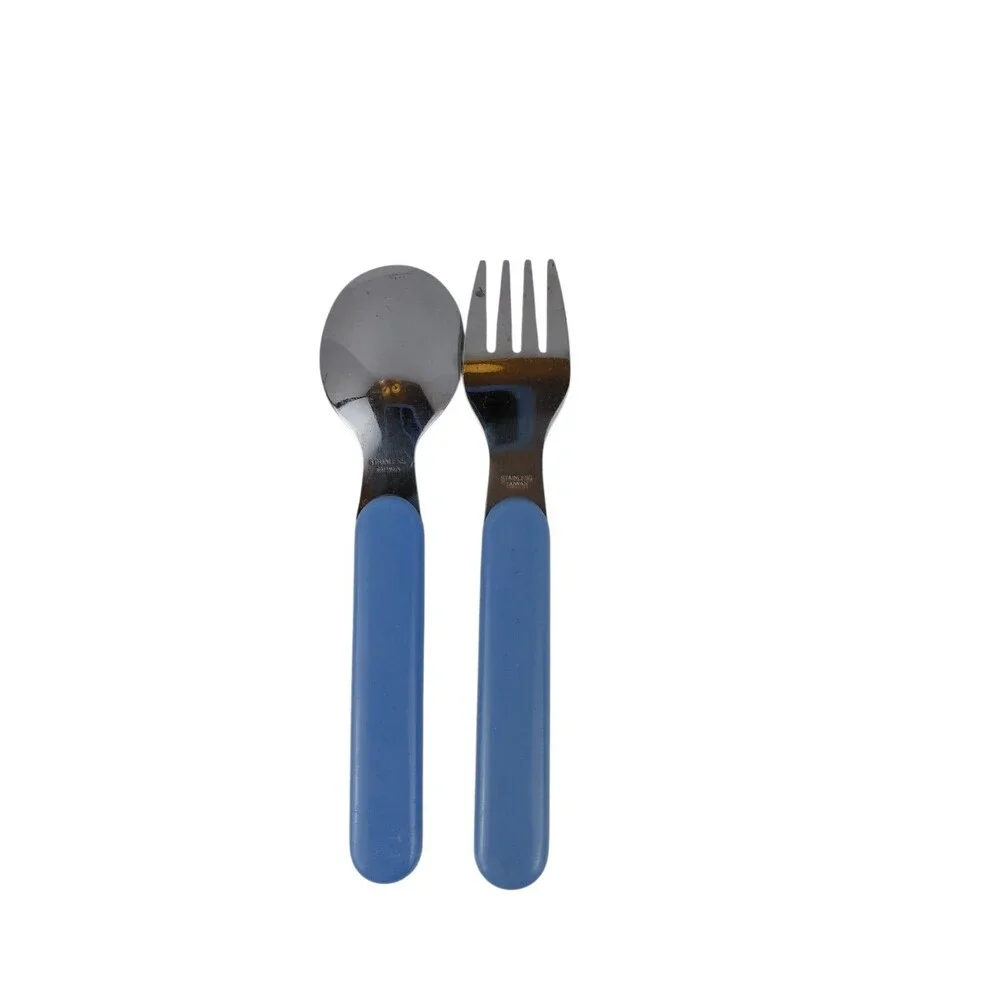 Vtg 1997 Barney The Dinosaur Blue Fork & Spoon Set Flatware